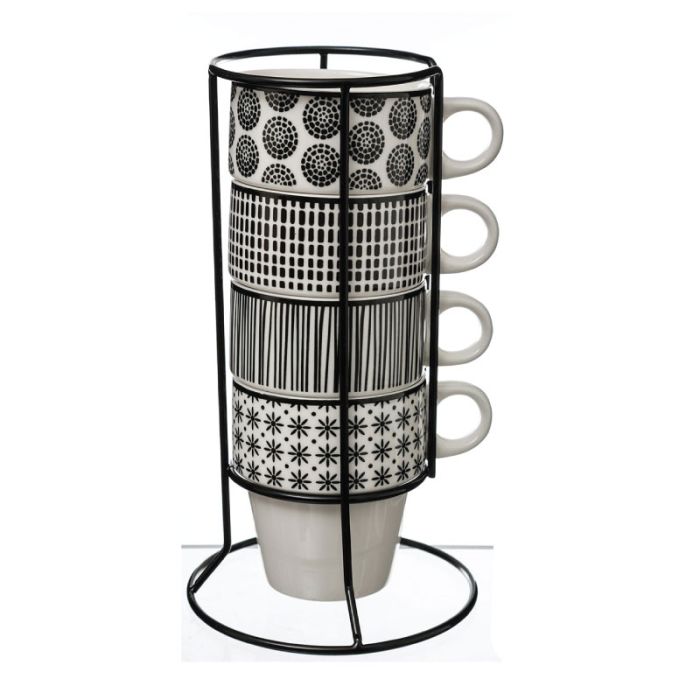 JJA Bohemia 4pcs Set Mug With Rack 260ml
