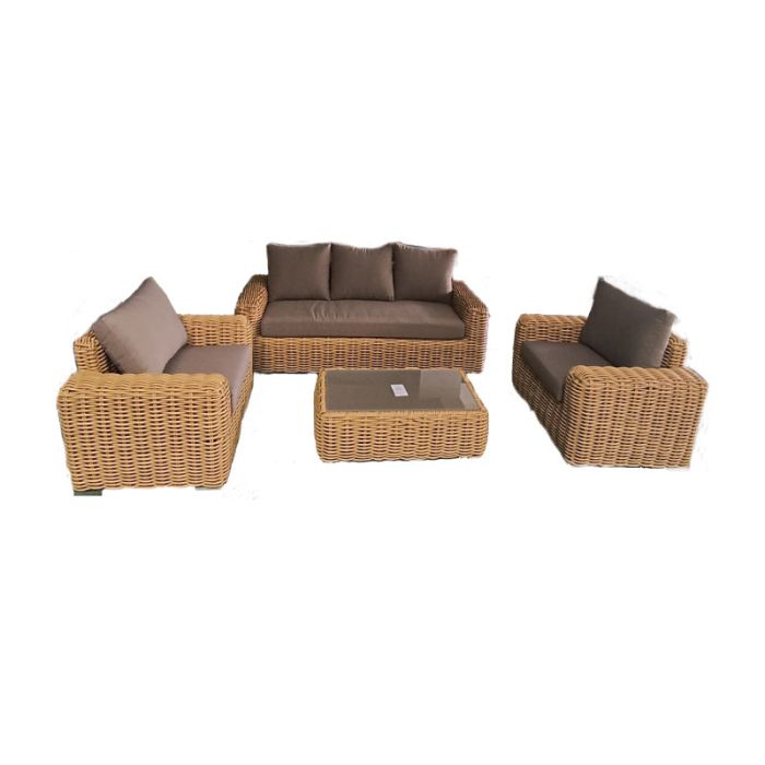 Ecuador Aluminium Wicker 5 Seater Brown Grey Garden Sofa Set