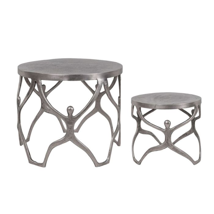 Cosmos 04-0622 Metal Silver Antique 58-46x49-40cm 2pcs Set Side Tables