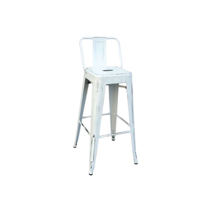 Relix E-00015679 (E5199-12) Metal Antique White Bar Outdoor Stool