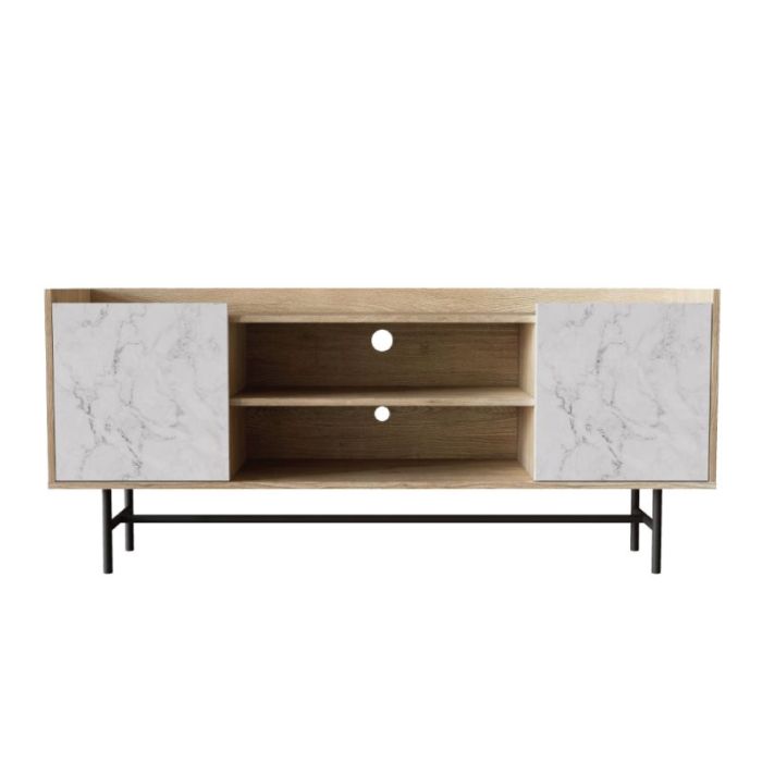 Stockholm 05-0563 Sonoma / Decape / White Marble Melamine TV Stand