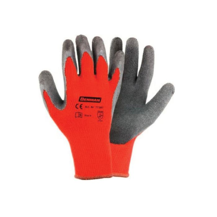 Benman Red & Black Latex Polyester Workwear Gloves L