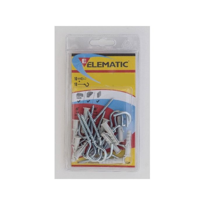 Elematic Steel 30mm Rawl Bolt Hook (10pcs)