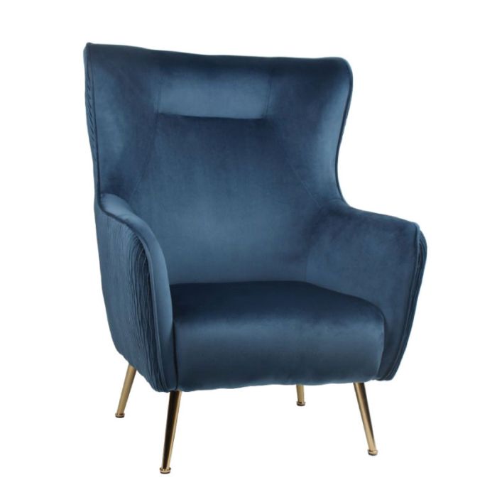 Madison 01-2608 Blue Velvet Gold Armchair