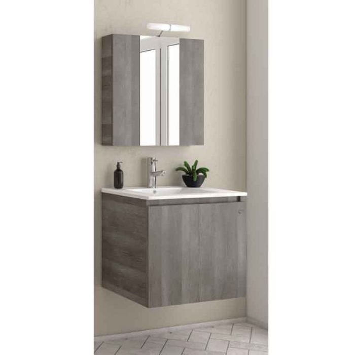 Verona 60cm 5FVR060SD Grey Basin Cabinet Mirror Set Bathroom Furniture