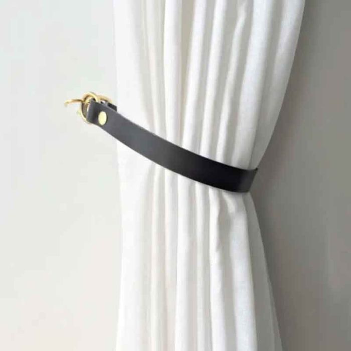 Al Black Leather Curtain Tie Back