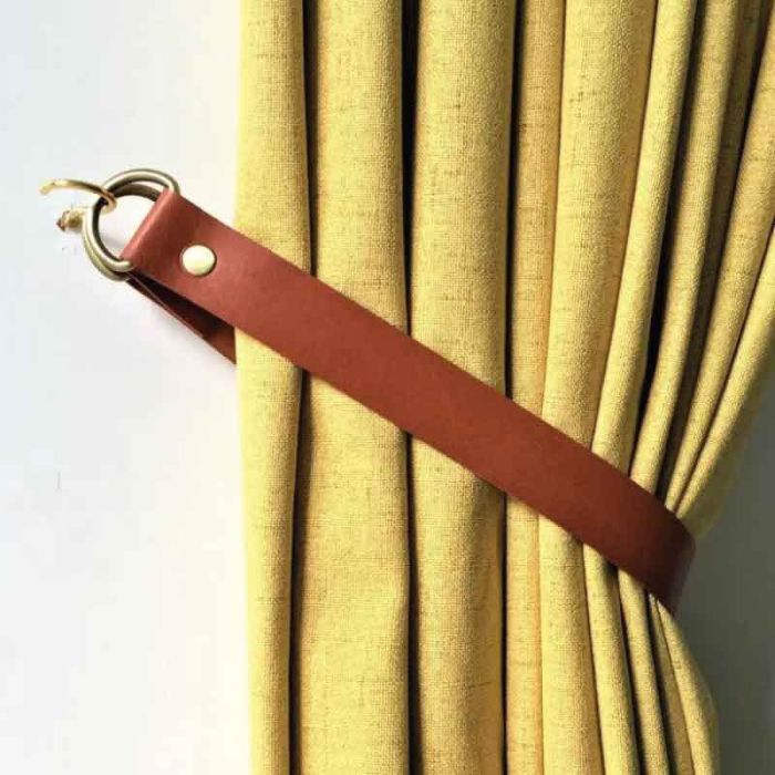 Al Brown Leather Curtain Tie Back