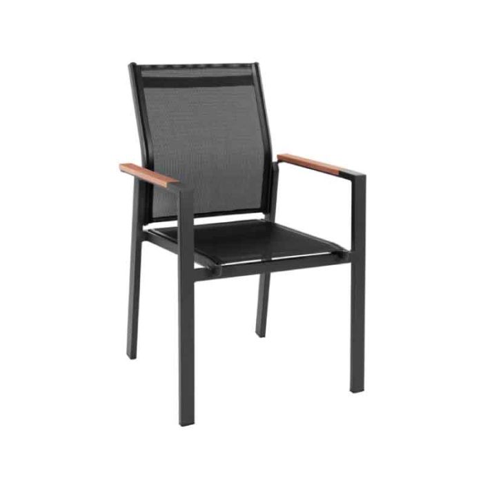 Miller Grey Black Textilene Pollywood Aluminium Garden Chair