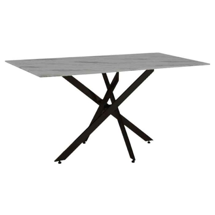 Fyl 631-123-017 Grey Sintered Stone Black Metal Indoor Dining Table