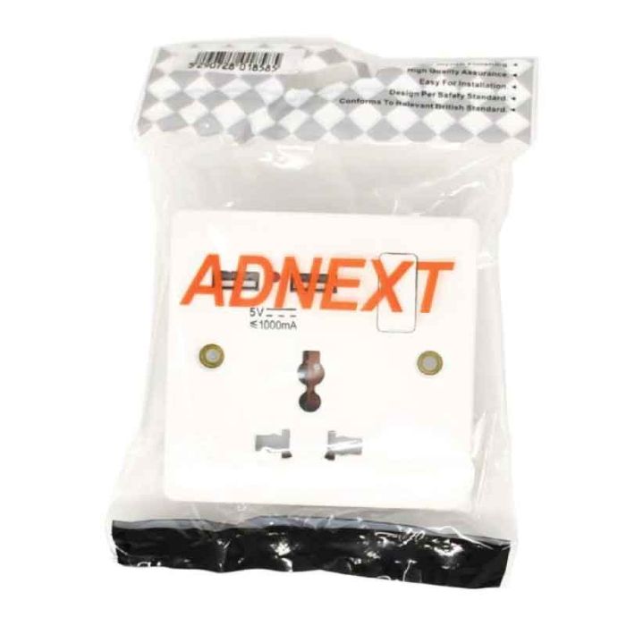 Adnext L521 1-Gang 2-USB 1A White Light Switch