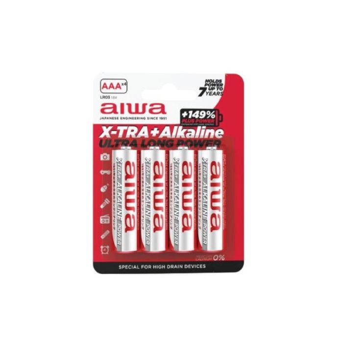 Aiwa AB-AAALR03/4 Alkaline AAA Batteries Power Pack Of 4