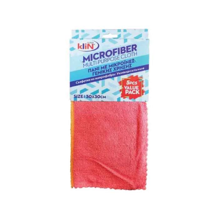 Klin Microfiber Multi Purpose Cleaning Cloths 30x30cm 5pcs