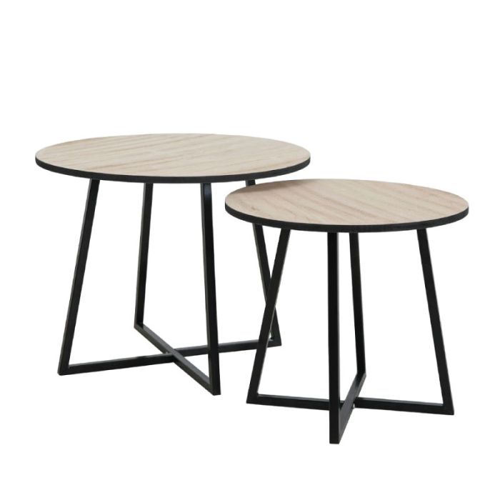 Cruz 04-0666 Natural Black 50-40x40-37cm 2pcs Set Side Tables