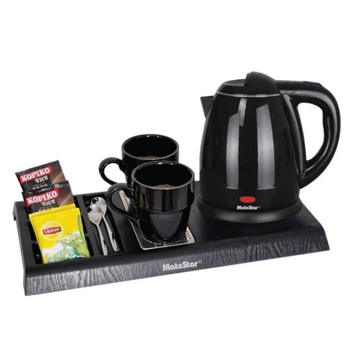 Matestar MAT-GH02 1.2L Black 1600W Electric Kettle (Hotel Tray Set)