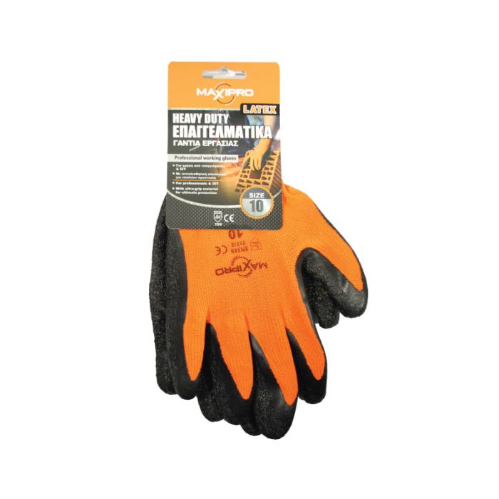 Maxi Pro Heavy Duty Black Latex Polyester Workwear Gloves XL