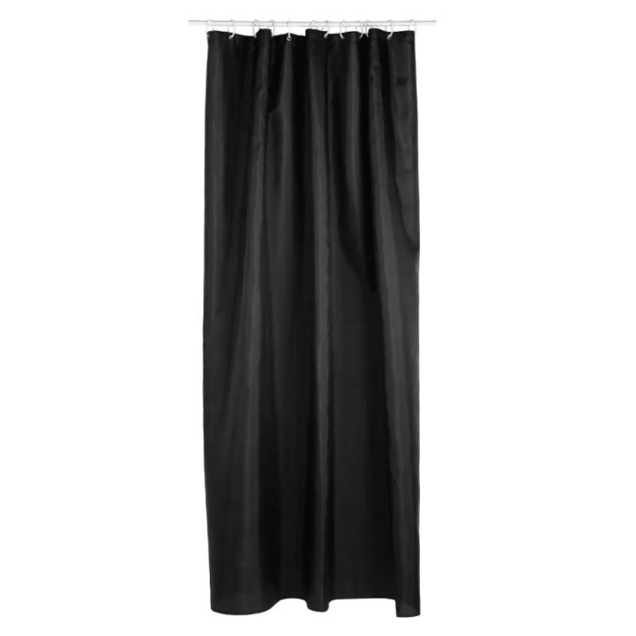 5 Five Plain 180x200cm Black Bath / Shower Curtain