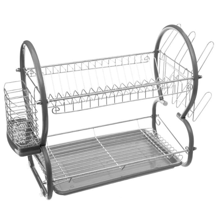 Five 55.5x25.5x38cm Plastic Metal Dish Drainer Rack