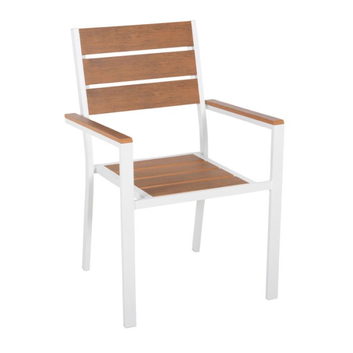 Saga White Polywood Natural Aluminum Garden Chair