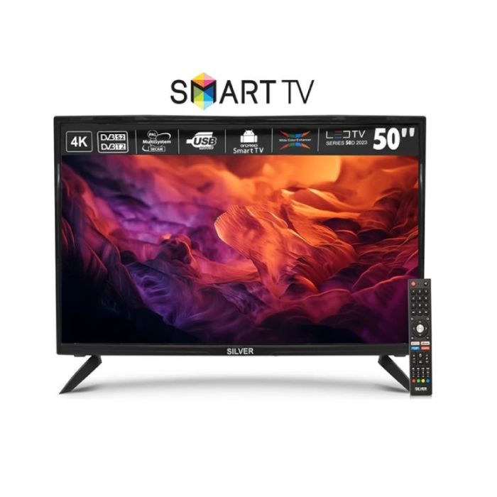 Silver 50" HD Smart Android LED Τηλεόραση