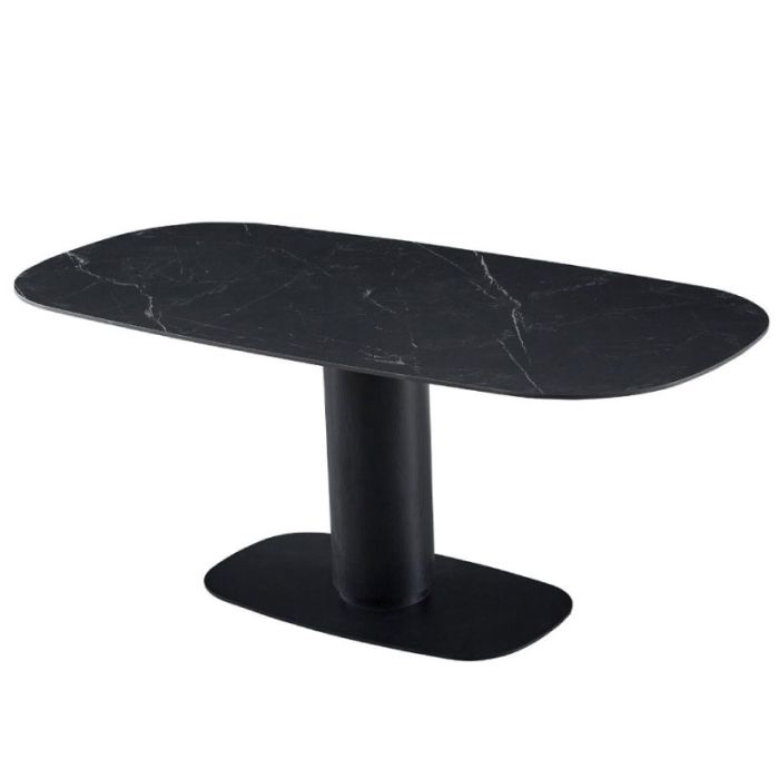 Pillar 02-0616 Creamic Grey Marble Pattern Metal Indoor Dining Table