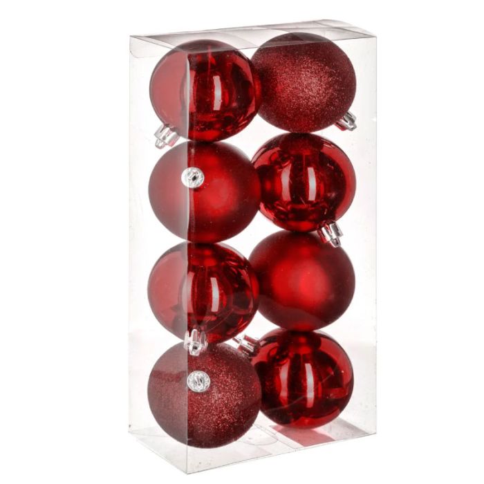 Atmosphera Colorama Christmas Baubles Red 8pcs