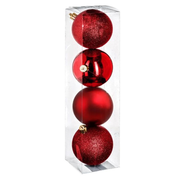 Atmosphera JJ Christmas Baubles Red 4pcs