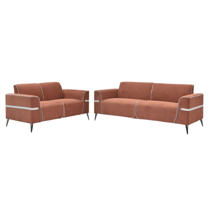 Ferin HM6070.04 Orange Dark Brown 3+2 Indoor Sofa Set