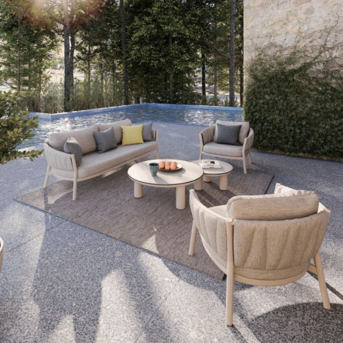 Shanks Aluminum 4 Seater Cream White Beige Garden Sofa Set