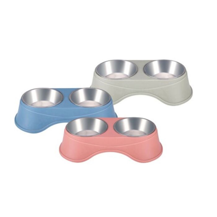 Lifetime 3Ass Double Pet Bowl 45x27x4.2cm