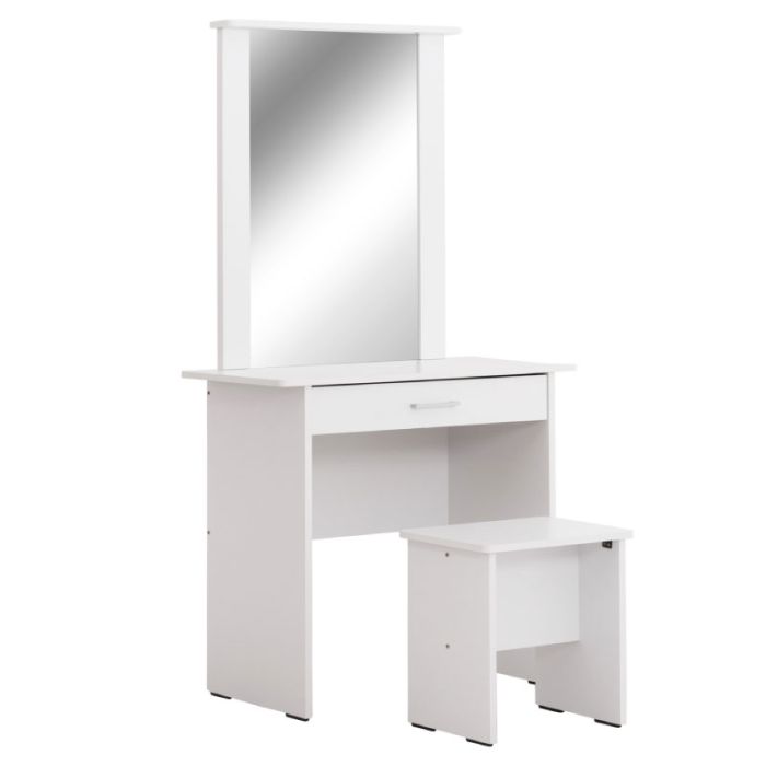 Crystel ΗΜ9938.01 White 74x39x155cm Dressing Table (With Stool & Mirror)