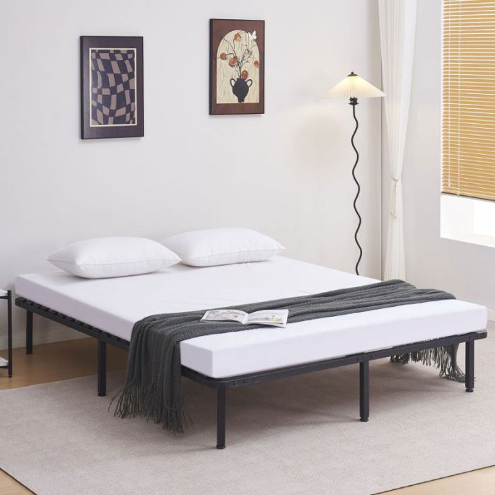 Home HM694.01 Black Metal 160x200cm Double Bed Substrate