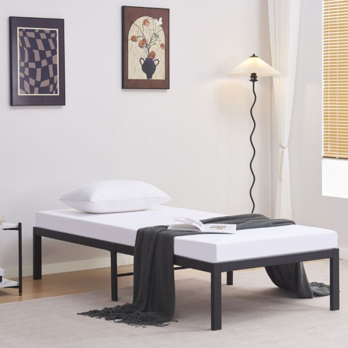 Home HM695.01 Black Metal 90x190cm Single Bed Substrate