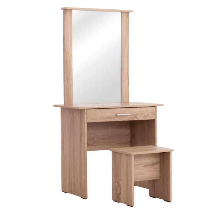 Crystel ΗΜ9938.11 Sonoma Oak 74x39x155cm Dressing Table (With Stool & Mirror)