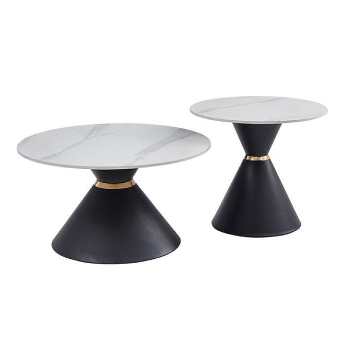Fyl 638-124-003 White Black 80+60cm 2pcs Coffee Tables