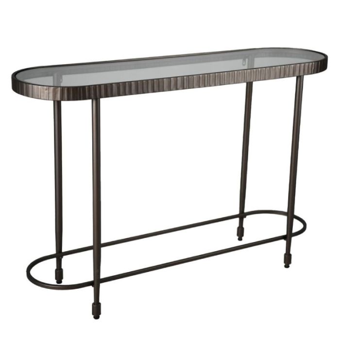 Granaz Gunmetal Black Glass 132x36x81cm Console Table