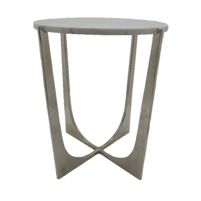Dion 04-1021 Silver Nickel White 41x41x56cm Side Table