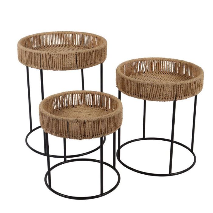 Thasos 04-1192 Natural Black 40x40x51cm 3pcs Coffee Tables