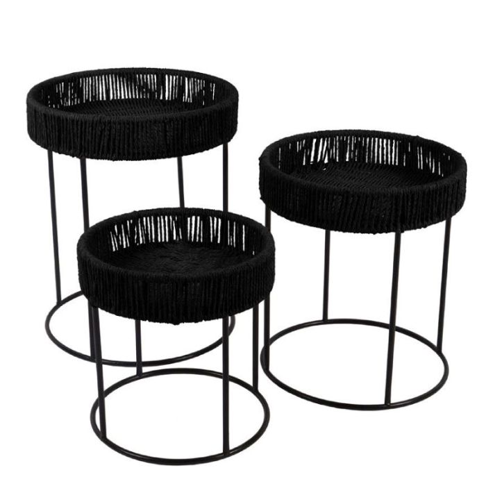Thasos 04-1193 Black 40x40x51cm 3pcs Coffee Tables