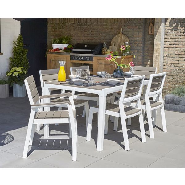 Keter Harmony Polypropylene Cappuccino Plastic 6 Seater Garden Dining Set