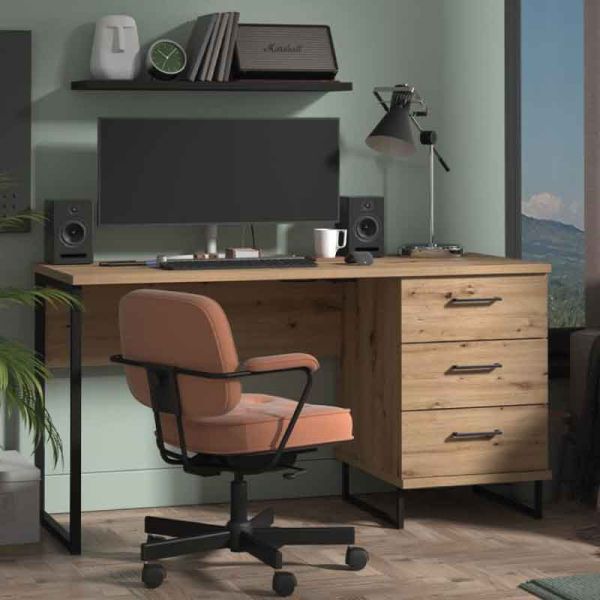 Office Desk Sardinia 11011194 Artisan Oak Black 137.5x56x75cm