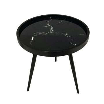 Marm 04-0638 Black Pattern 49.5x52cm Side Table