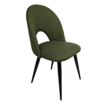 Commodo 03-1115 Fabric Olive Green Black Metal Indoor Dining Chair