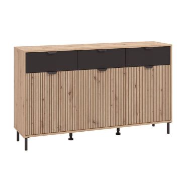Mayenne Black Mat Artisan Oak 157x40x93cm Buffet