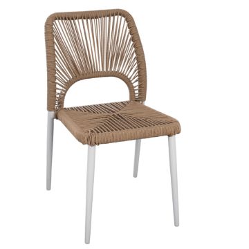 Nojo Pe Rope Beige White Aluminum Garden Chair