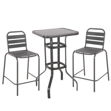 Laoura Grey Metal Aluminum 2 Seater Garden Dining Set