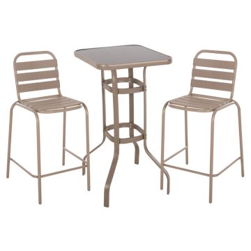 Laoura Champagne Metal Aluminum 2 Seater Garden Dining Set