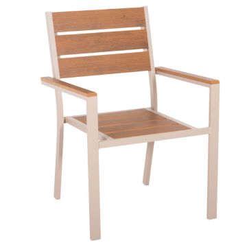 Saga Champagne Polywood Natural Aluminum Garden Chair