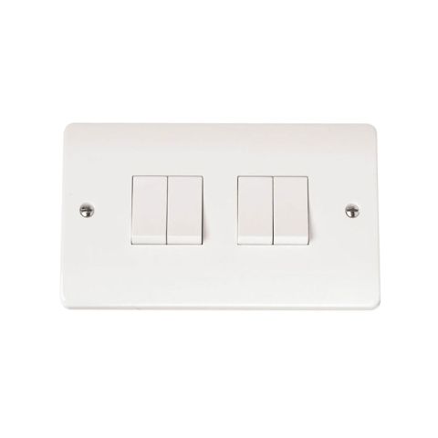 Europower A017 4-Gang 2-Way White Light Switch