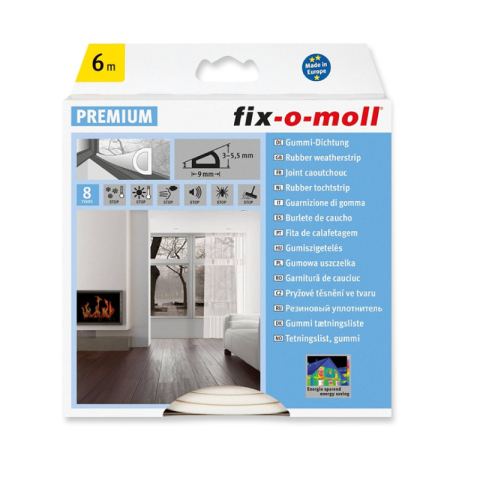 Fix-O-Moll Premium Αυτοκόλλητη Λωρίδα 6m Λευκό Αεροστόπ Πόρτας & Παραθύρου