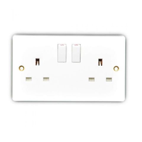 Swe W406 2-Gang White Swicthed Plug Socket